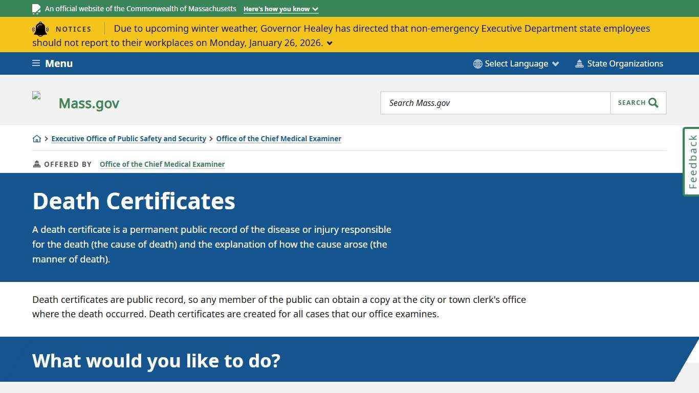 Death Certificates Mass.gov